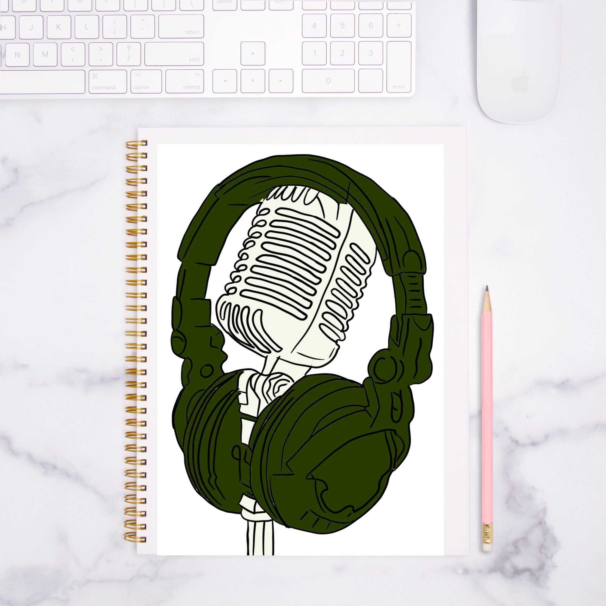 Music Notebook Hardcover Spiral 8.5 x 11