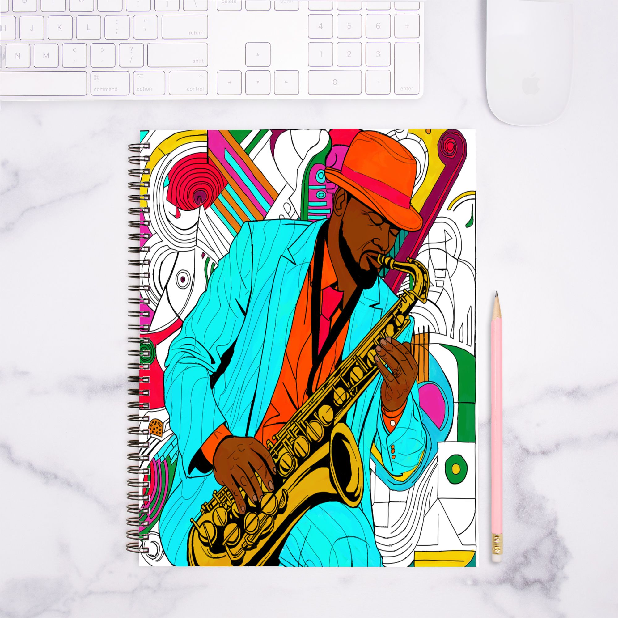 Jazz Man Notebook Hardcover Spiral 8.5 x 11