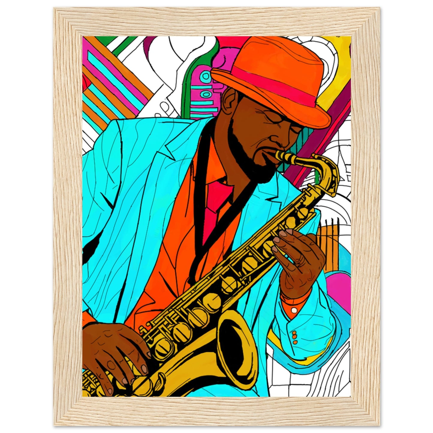 Jazz Man Premium Matte Paper Wooden Framed Poster