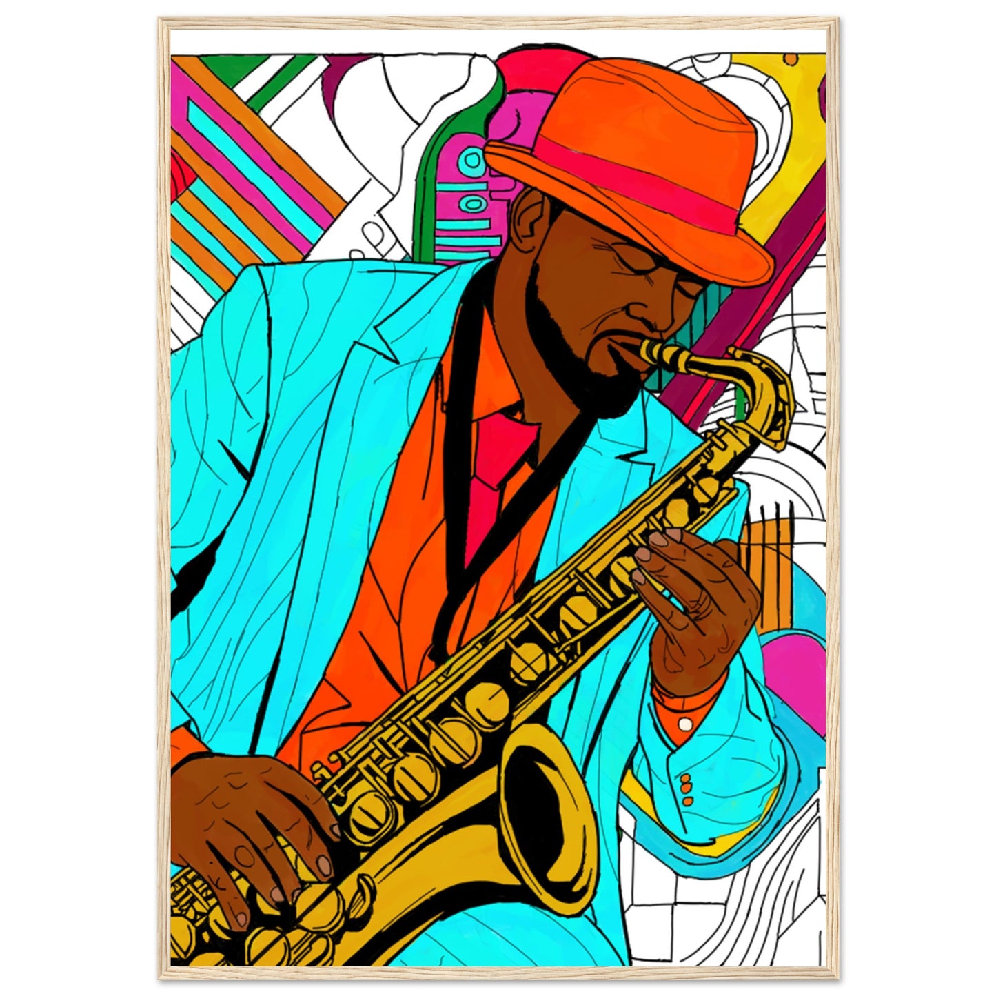 Jazz Man Premium Matte Paper Wooden Framed Poster