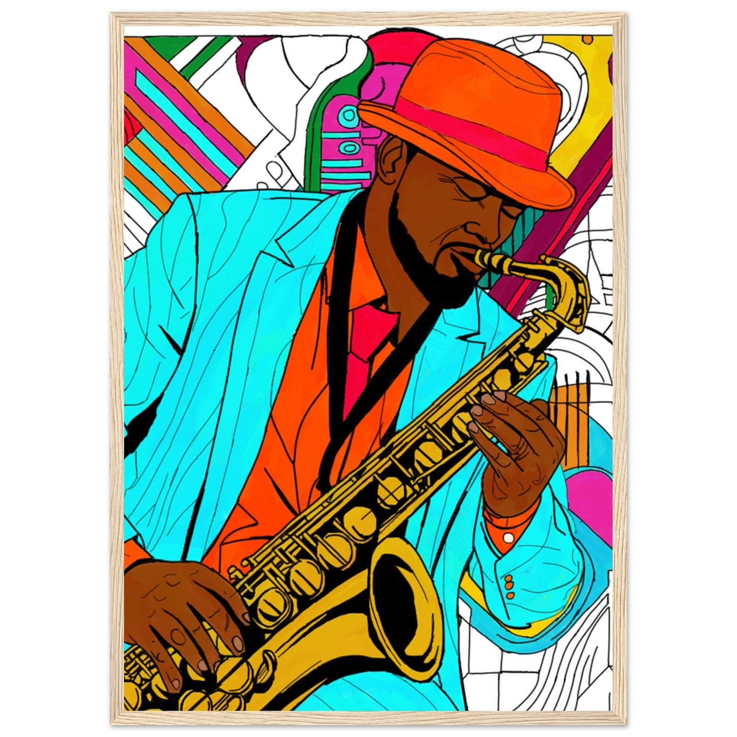 Jazz Man Premium Matte Paper Wooden Framed Poster