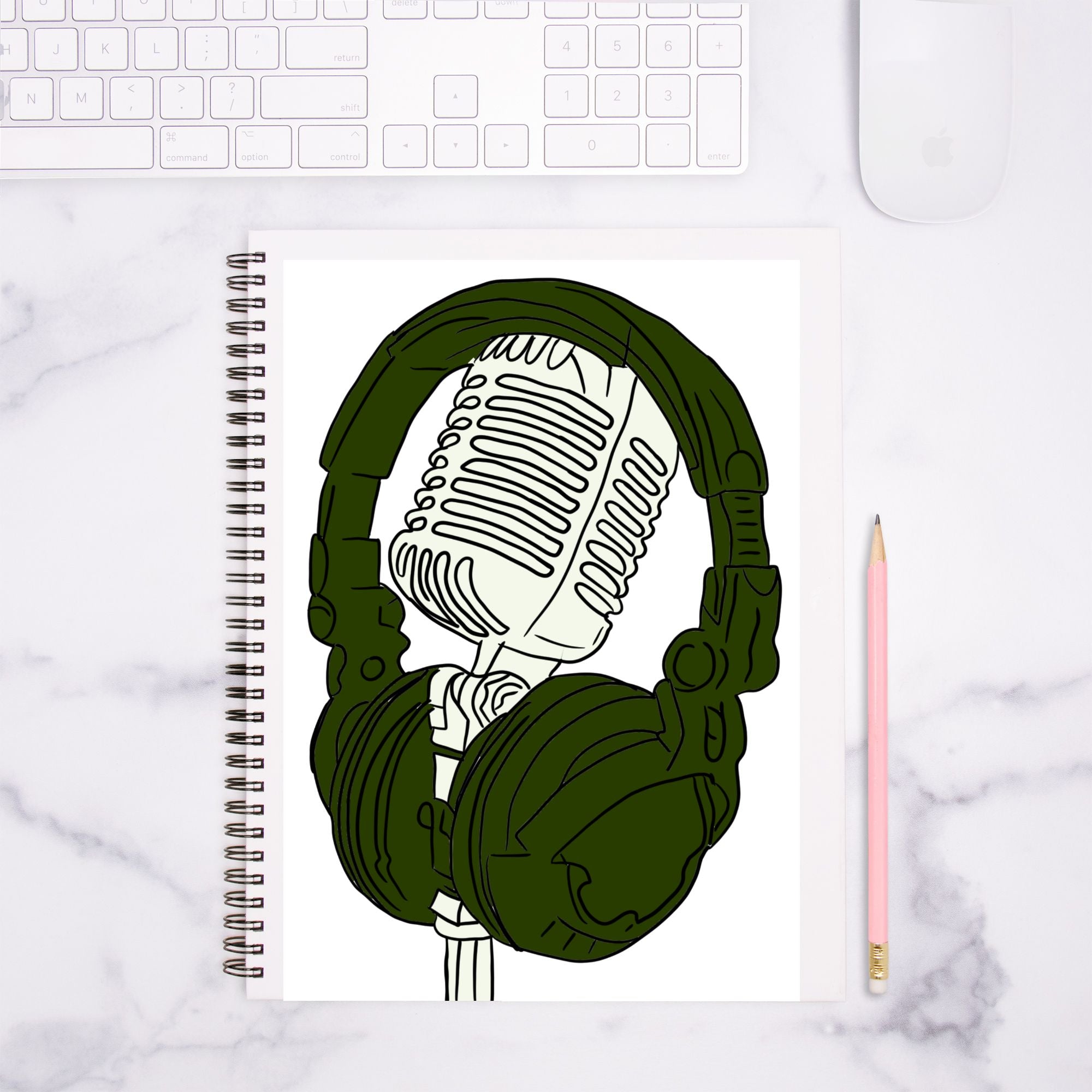 Music Notebook Hardcover Spiral 8.5 x 11