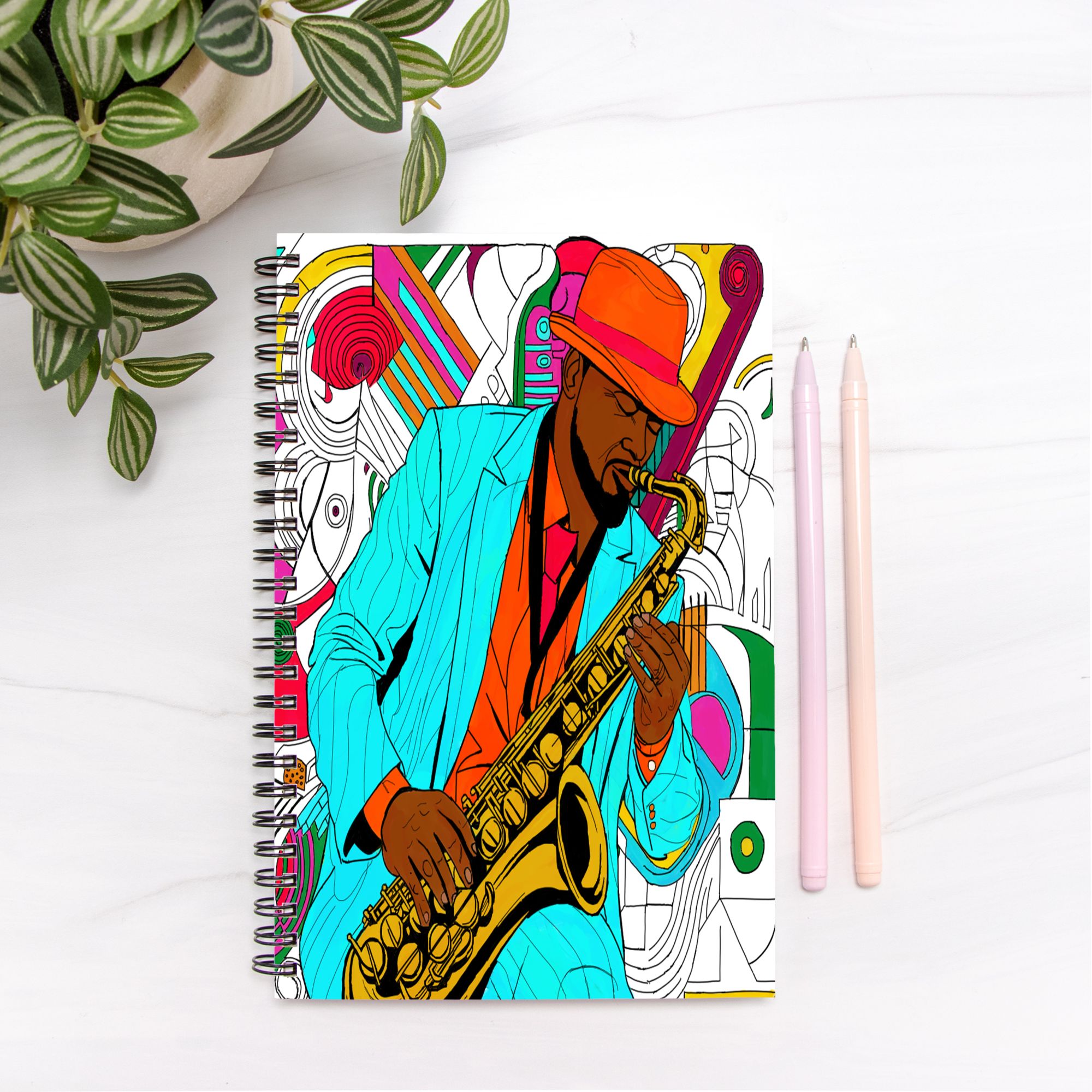 Jazz Man Notebook Hardcover Spiral 5.5 x 8.5