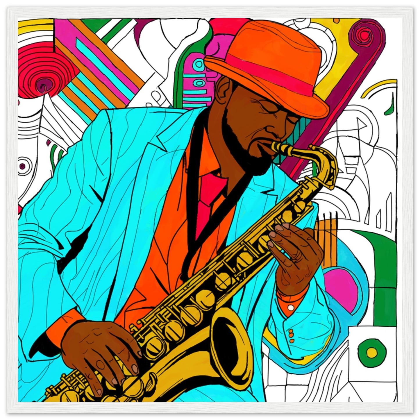 Jazz Man Premium Matte Paper Wooden Framed Poster