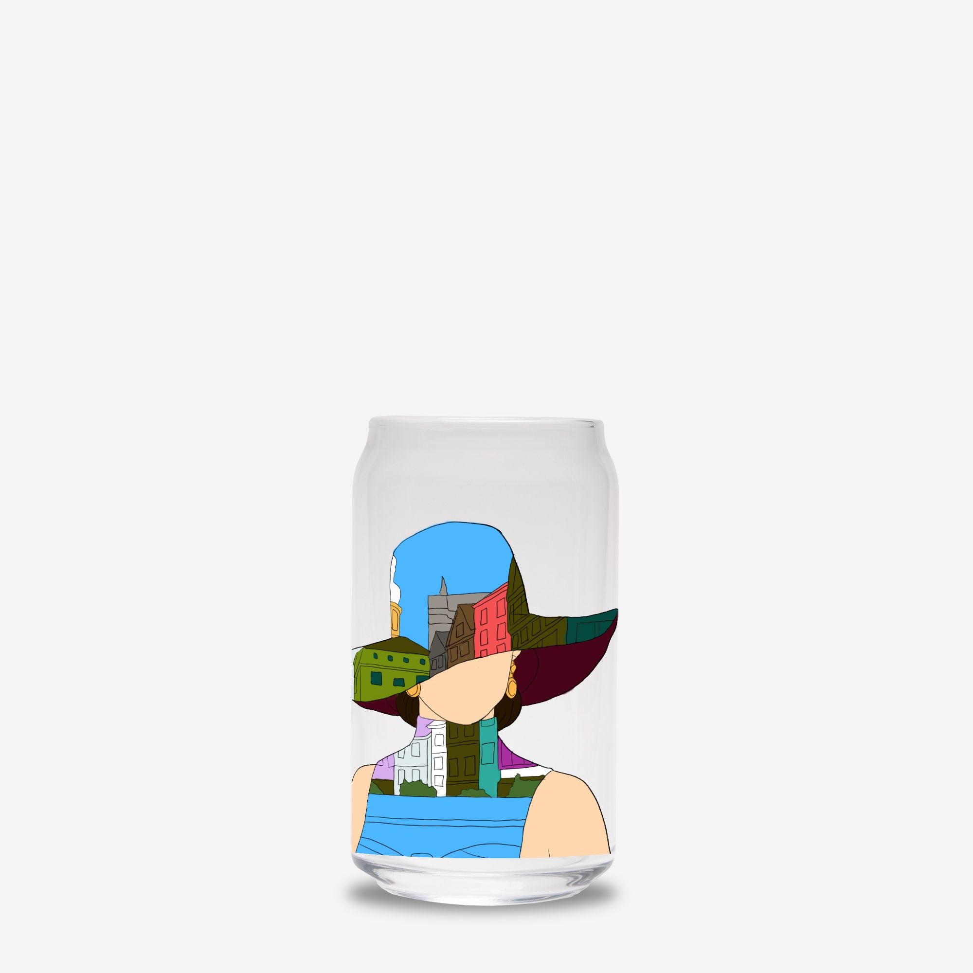 Woman In The City Glass Can 16oz