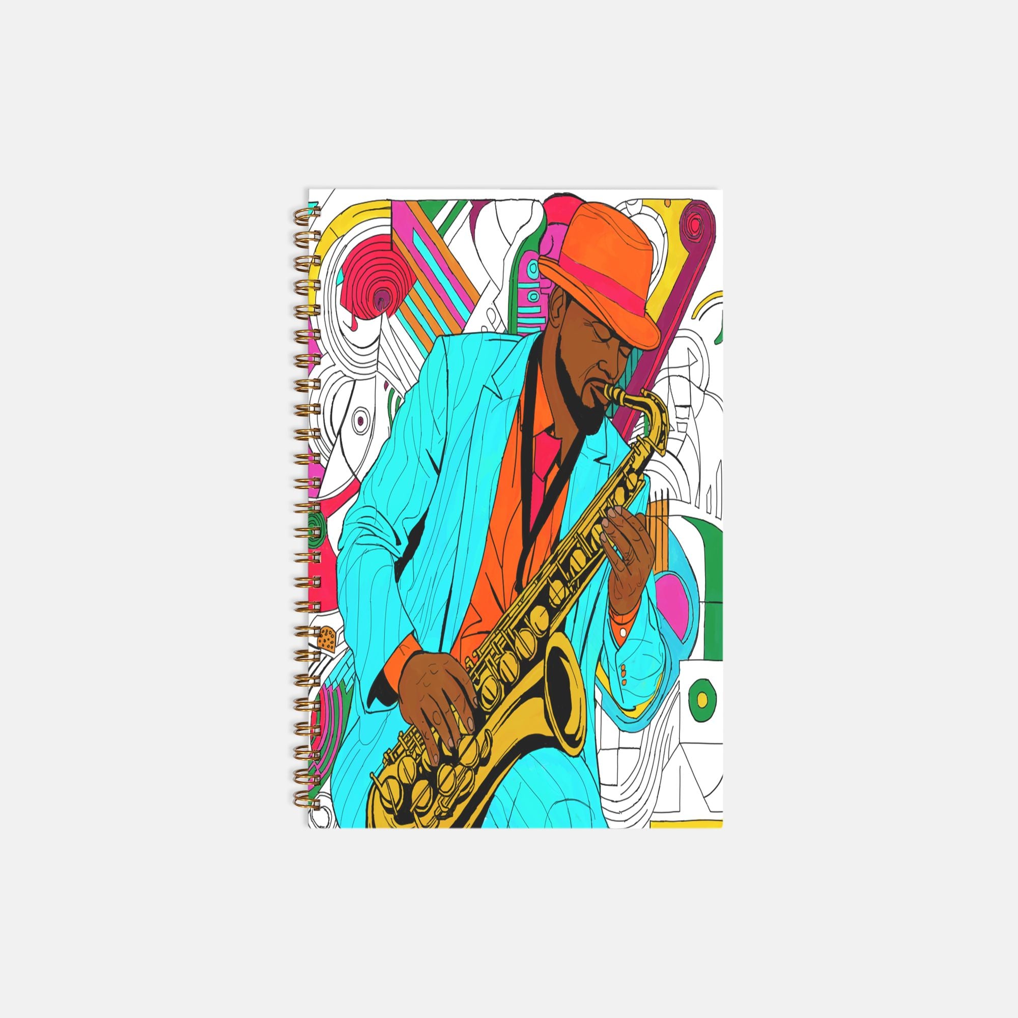 Jazz Man Notebook Hardcover Spiral 5.5 x 8.5