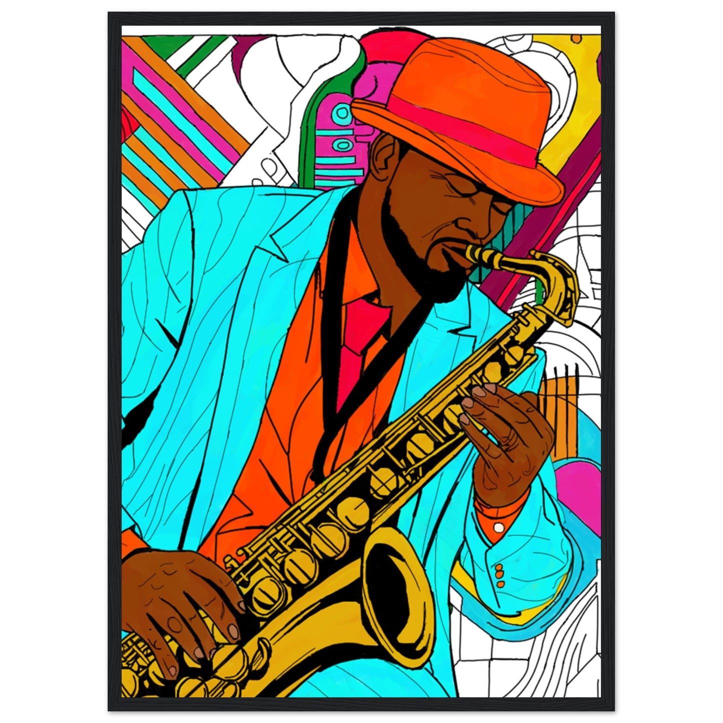 Jazz Man Premium Matte Paper Wooden Framed Poster