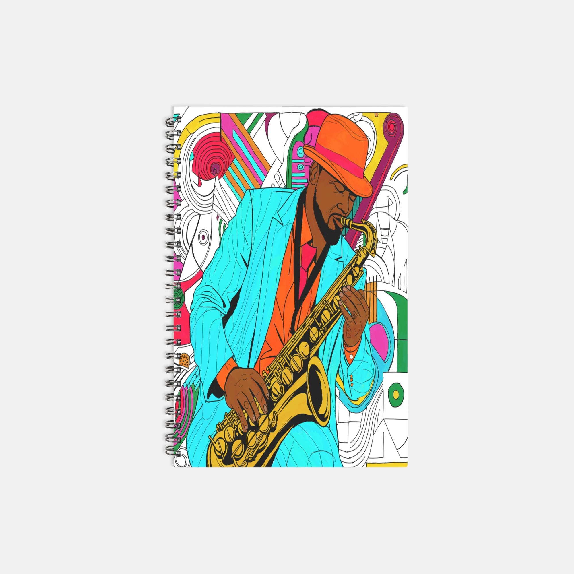 Jazz Man Notebook Hardcover Spiral 5.5 x 8.5
