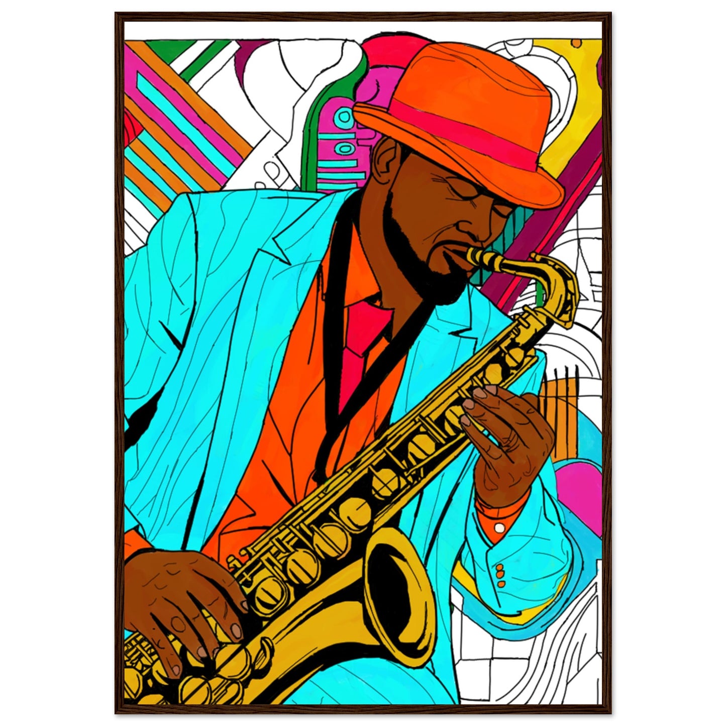 Jazz Man Premium Matte Paper Wooden Framed Poster