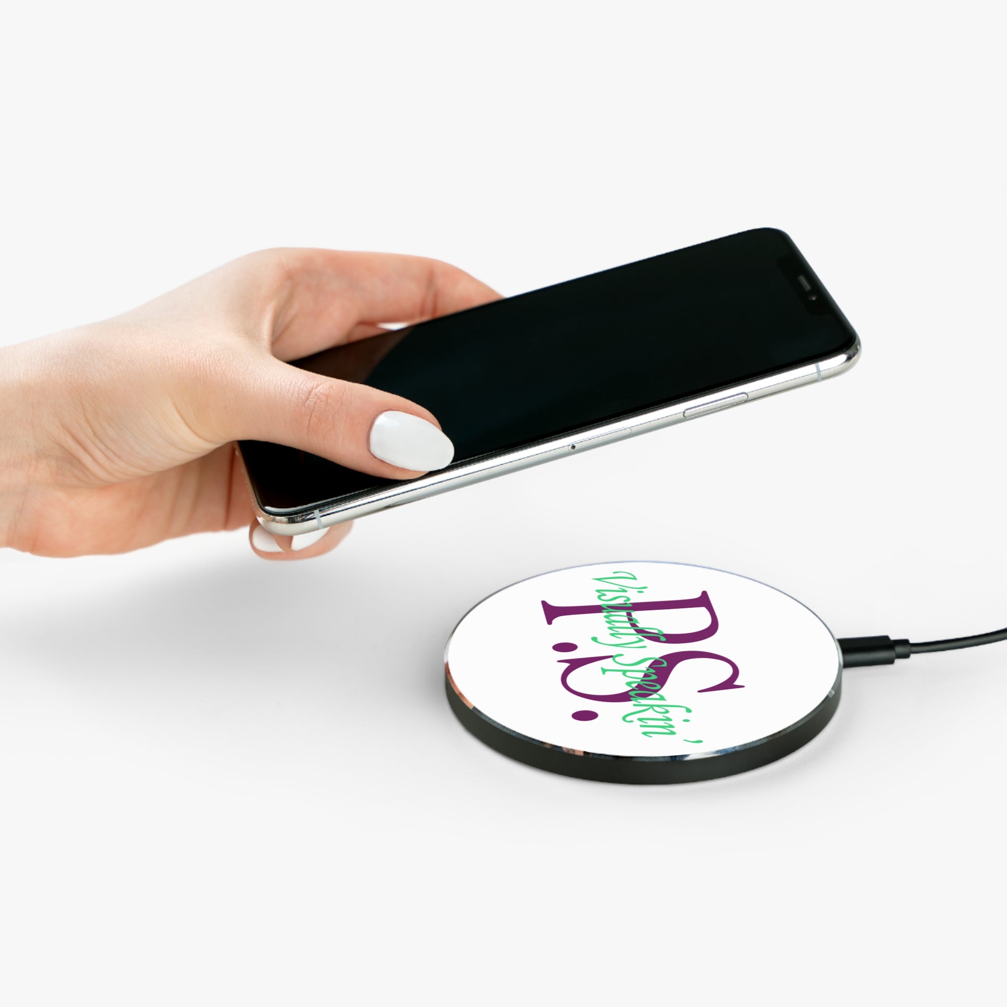 Wireless Charger - P.S. Visually Speakin', Fast Charging Pad, Desk Accessory, Modern Tech Gift, Home Office Essential, Mobile Device Charger