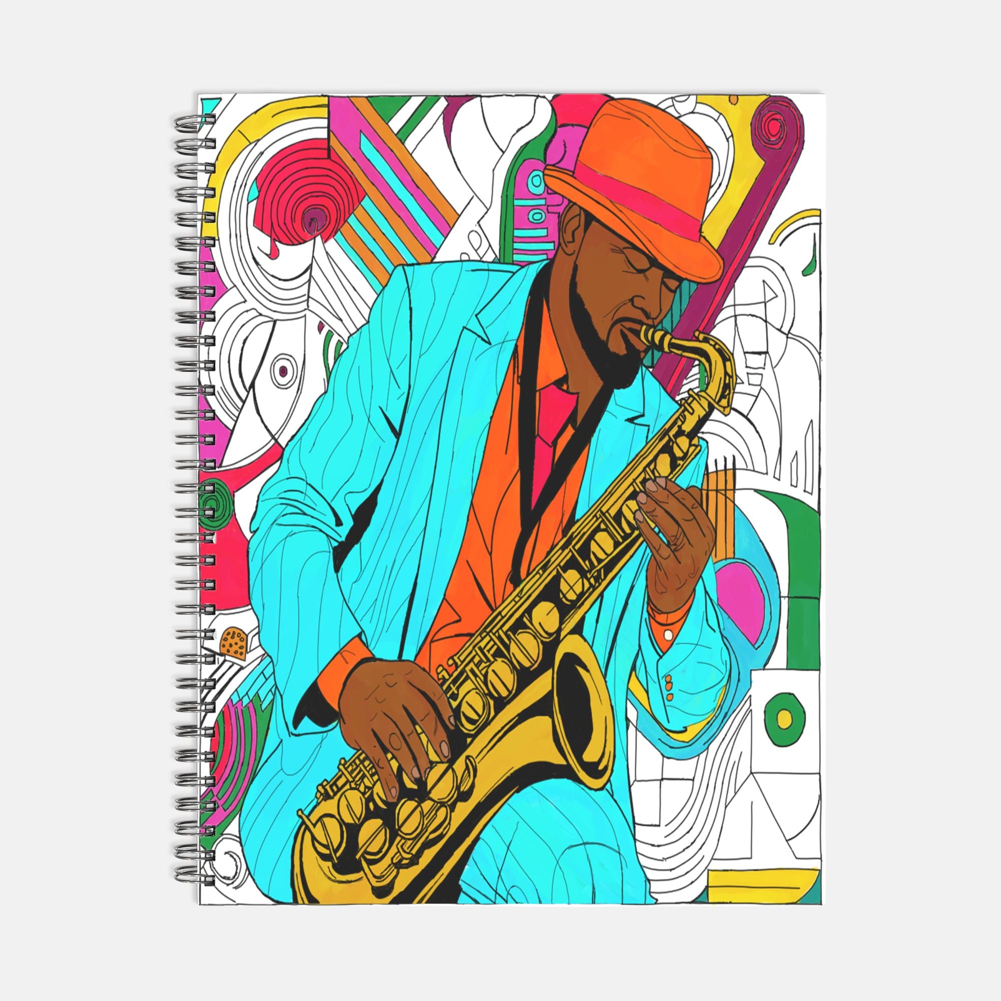 Jazz Man Notebook Hardcover Spiral 8.5 x 11