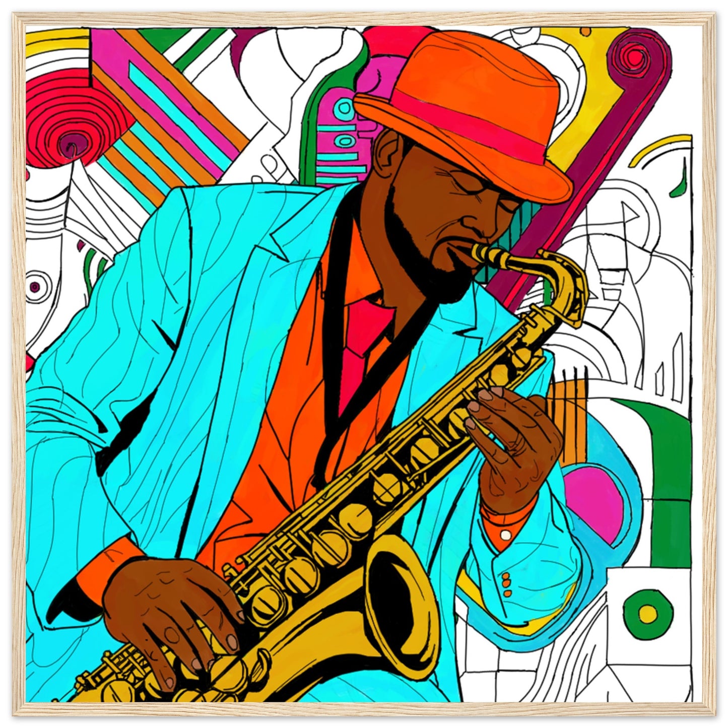 Jazz Man Premium Matte Paper Wooden Framed Poster