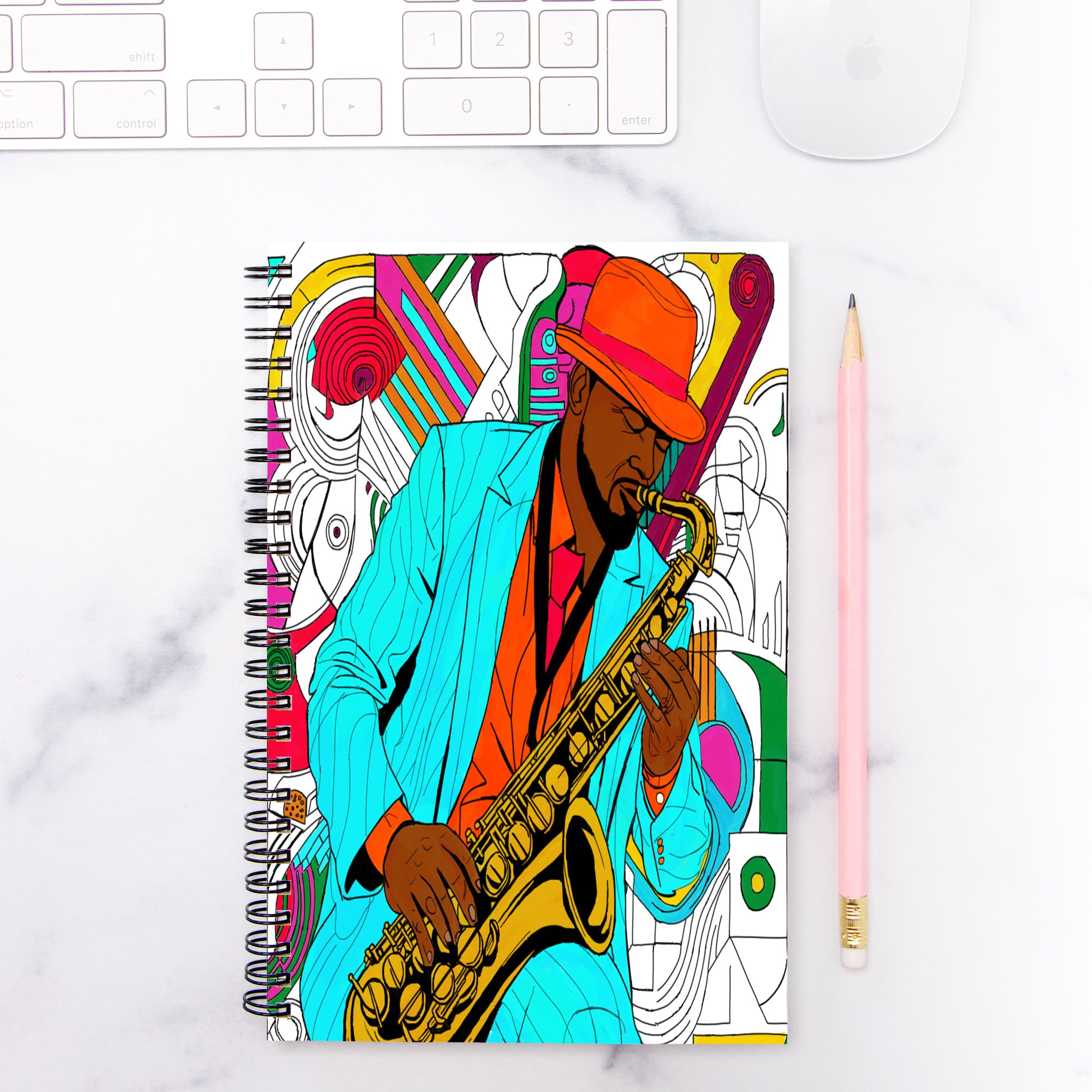 Jazz Man Notebook Hardcover Spiral 5.5 x 8.5