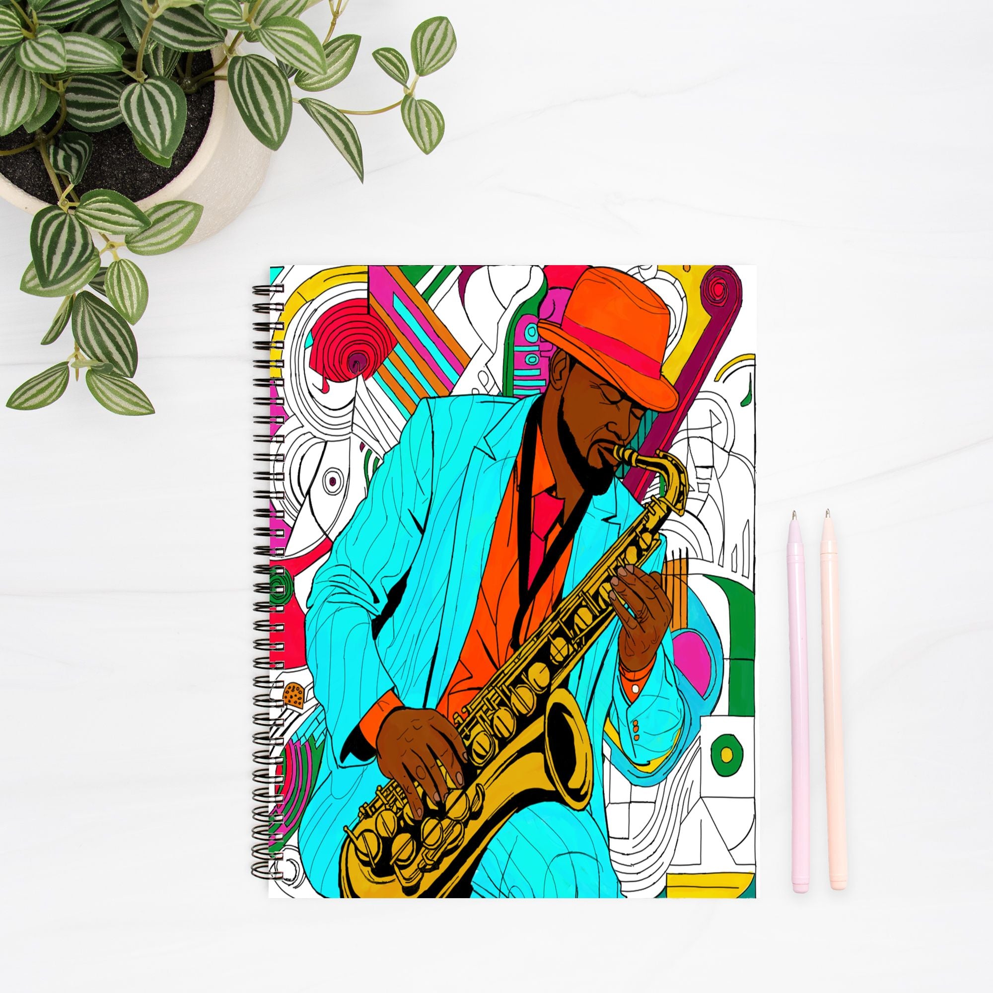 Jazz Man Notebook Hardcover Spiral 8.5 x 11