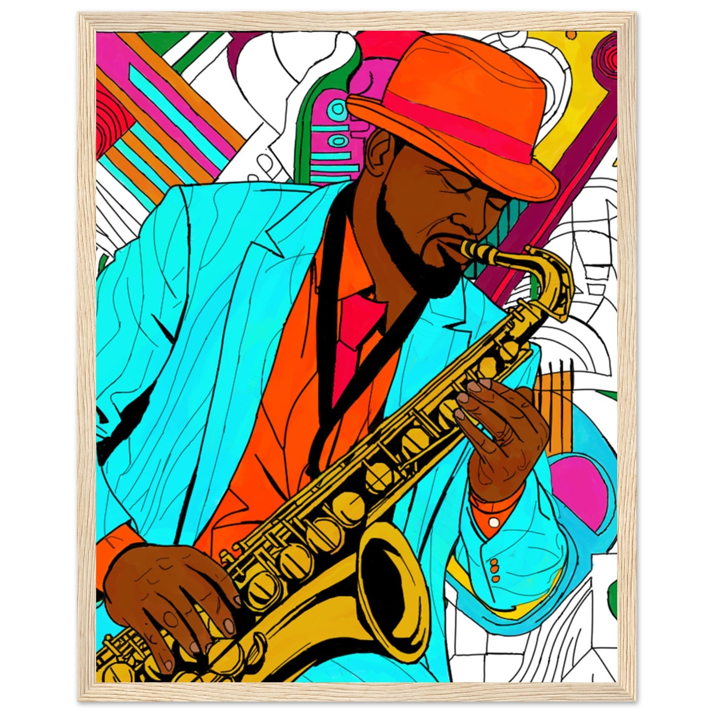 Jazz Man Premium Matte Paper Wooden Framed Poster