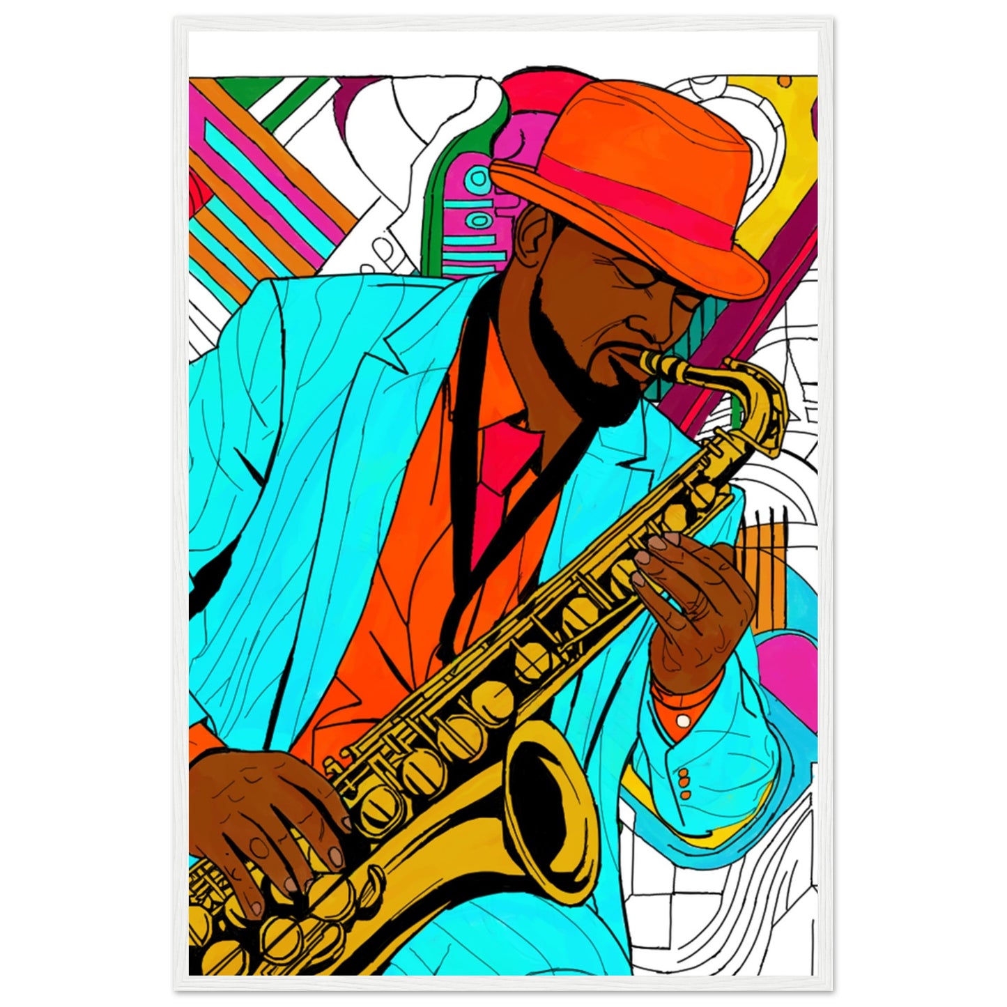 Jazz Man Premium Matte Paper Wooden Framed Poster