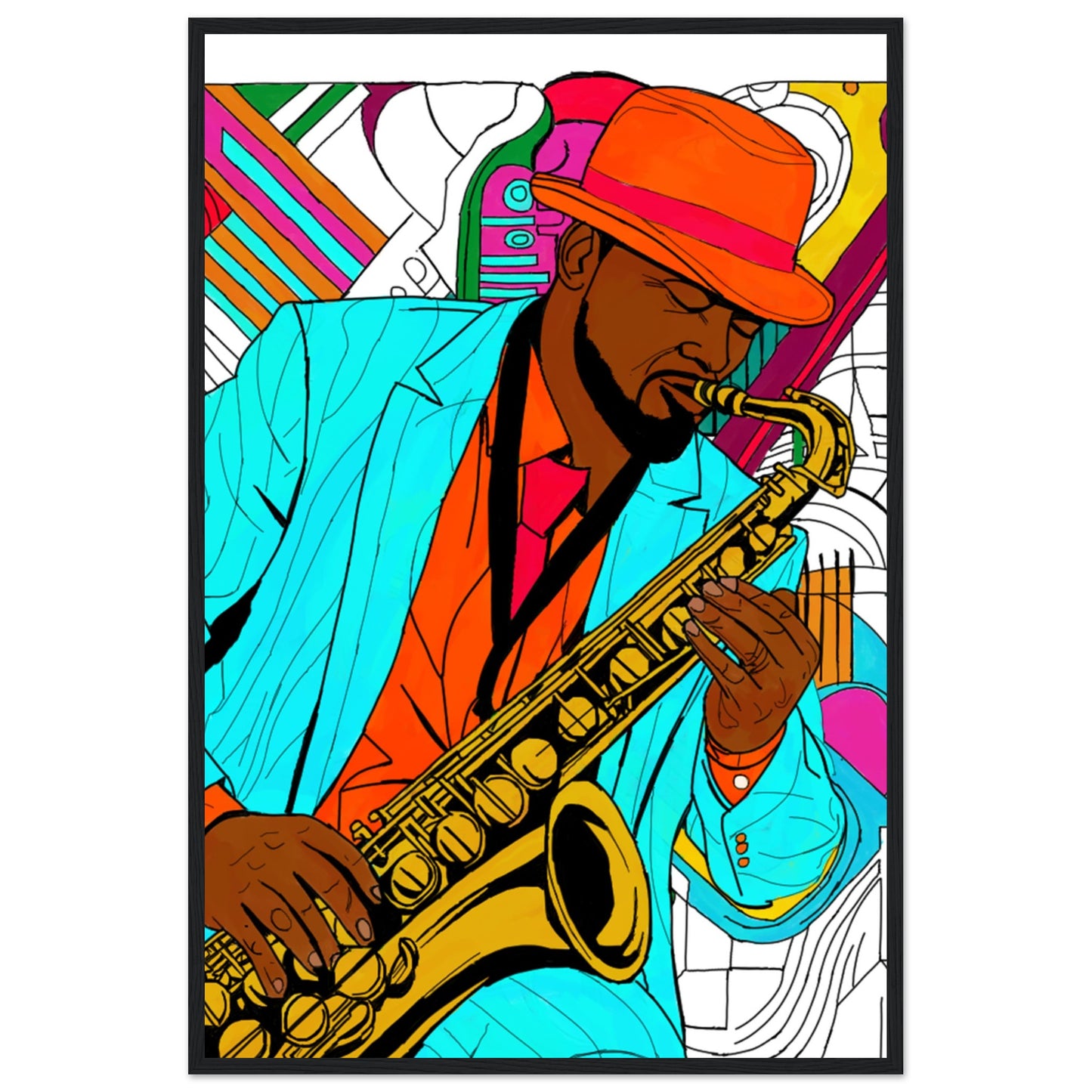 Jazz Man Premium Matte Paper Wooden Framed Poster