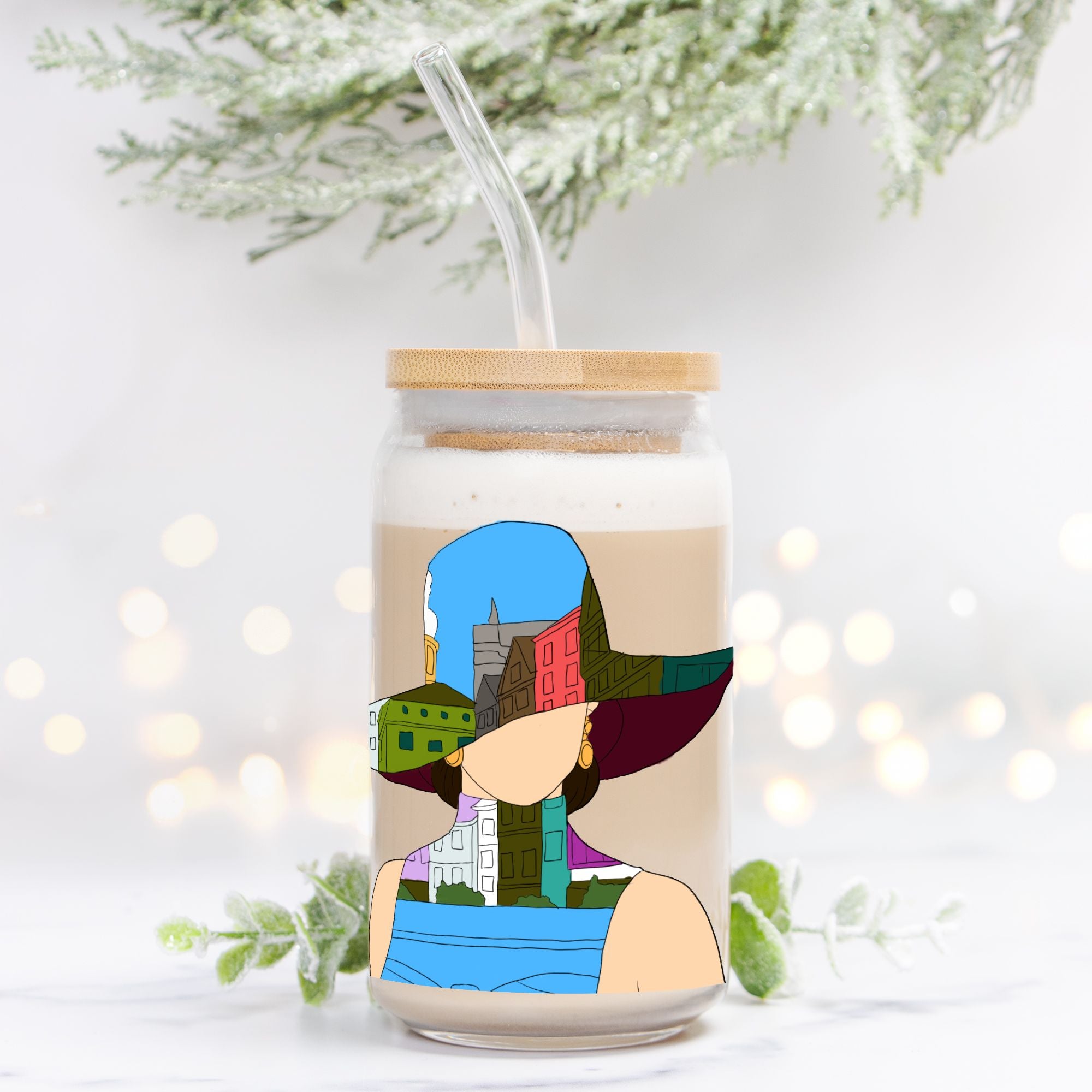 Woman In The City Glass Can 16oz