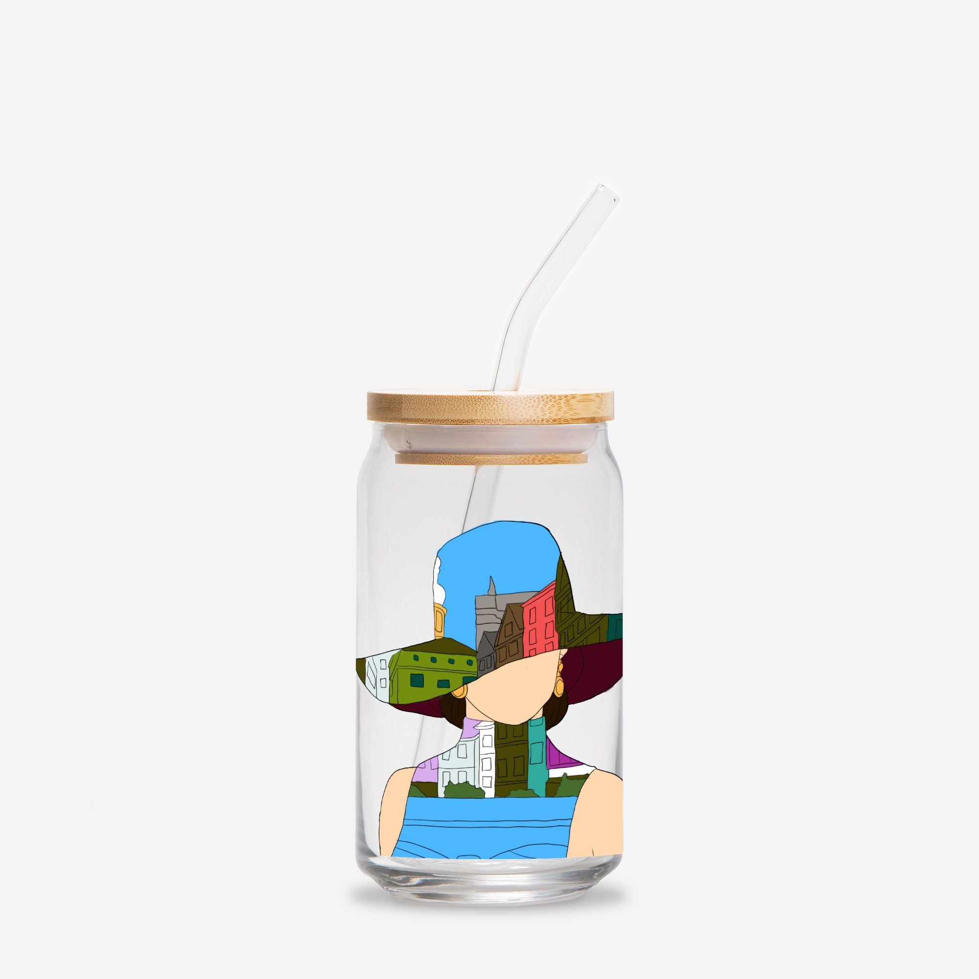 Woman In The City Glass Can 16oz