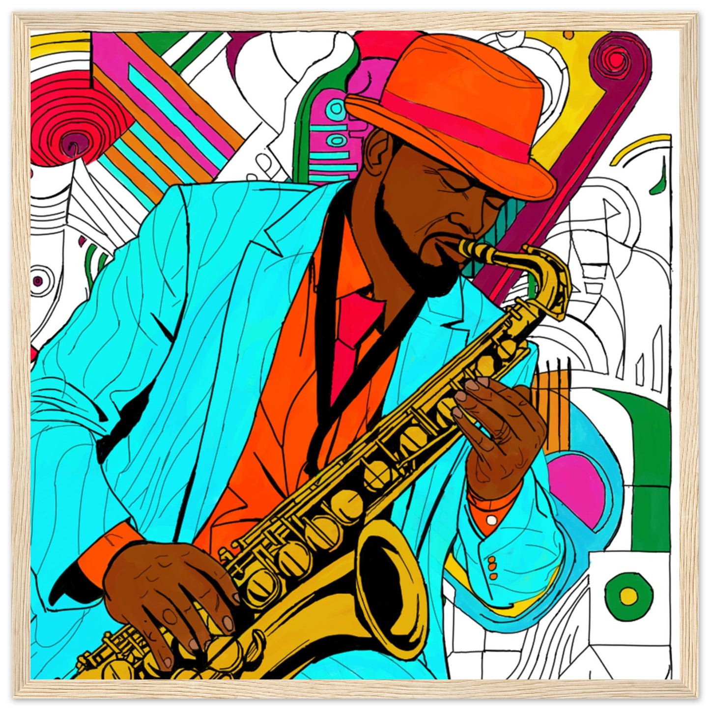 Jazz Man Premium Matte Paper Wooden Framed Poster