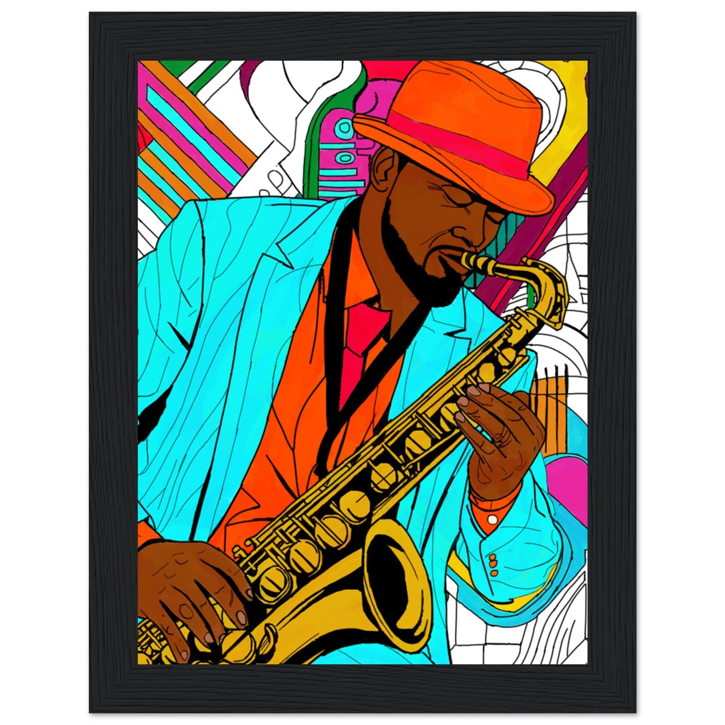 Jazz Man Premium Matte Paper Wooden Framed Poster