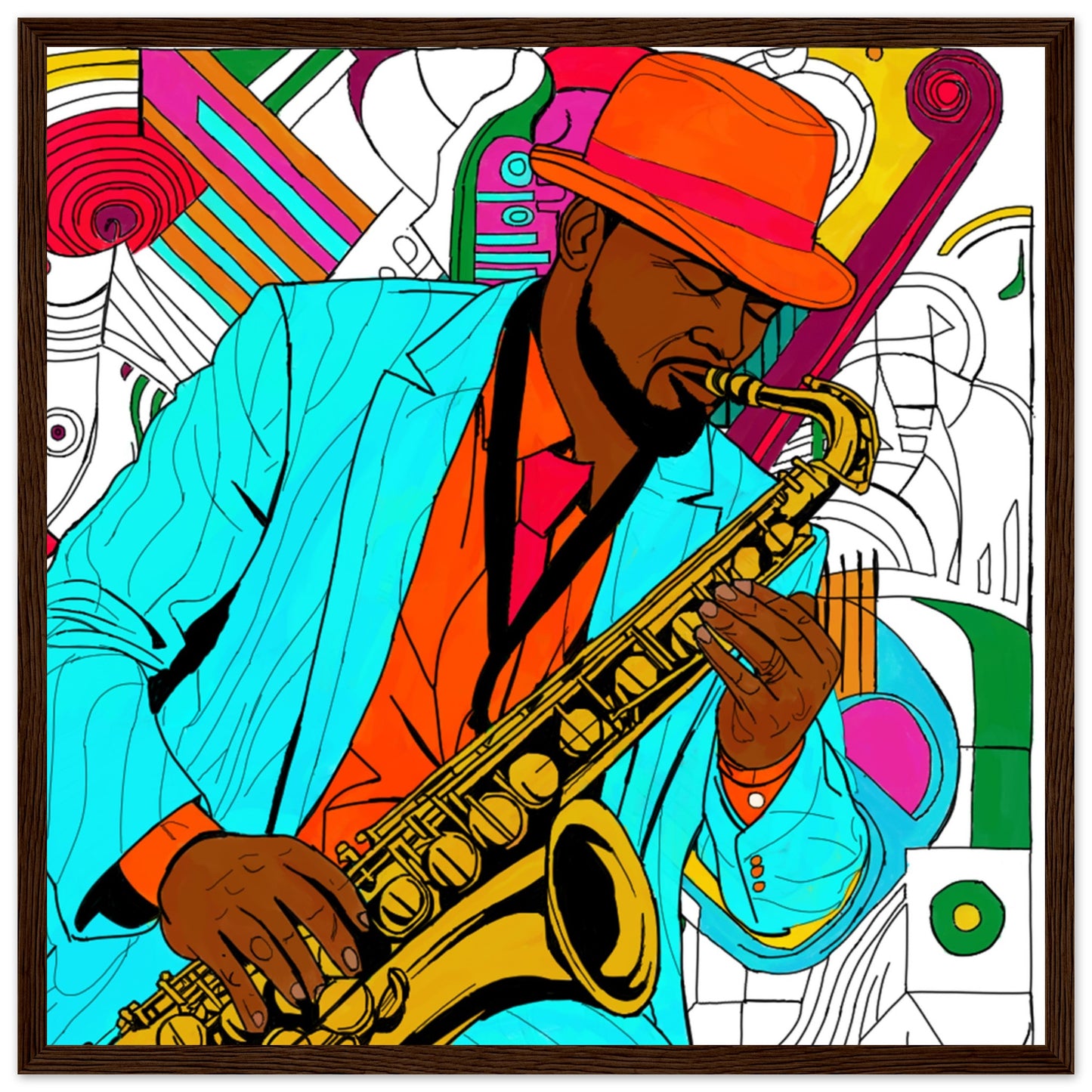 Jazz Man Premium Matte Paper Wooden Framed Poster