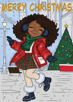 Merry Christmas Skating Girl Card – 5x7 Holiday Greeting Card