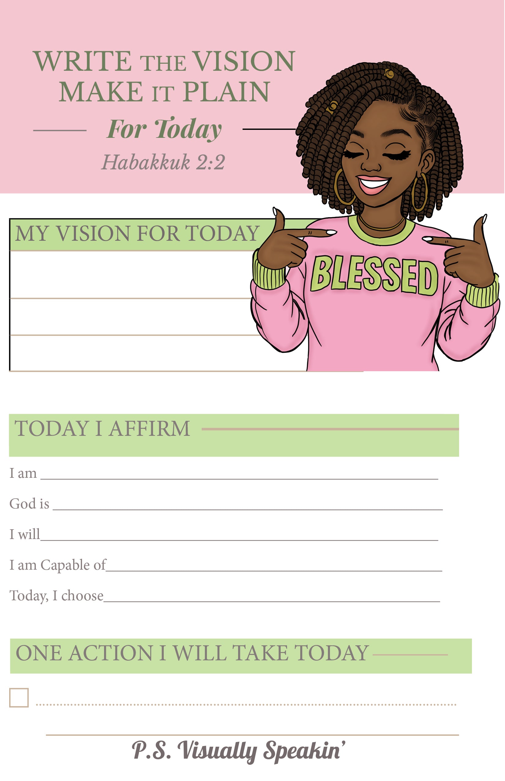 Write the Vision – Daily Vision Notepad (Pink & Green)