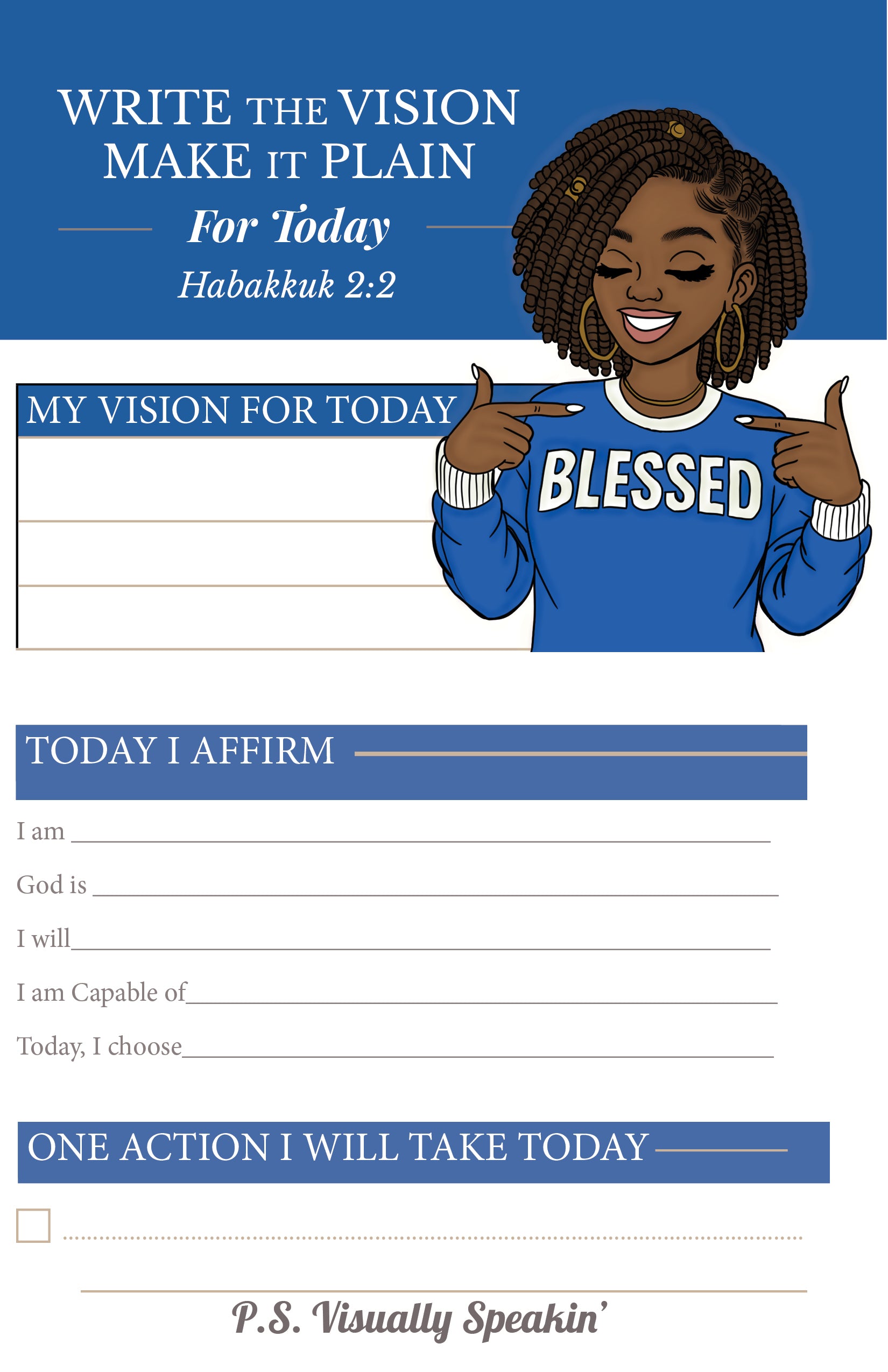 Write the Vision – Daily Vision Notepad (Blue & White)