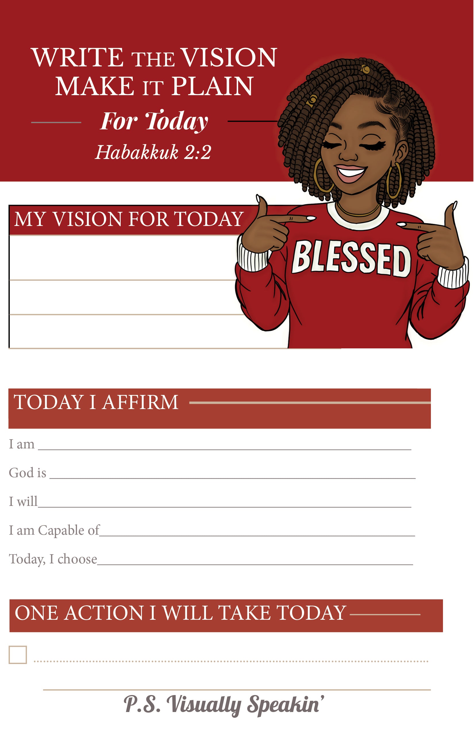 Write the Vision – Daily Vision Notepad (Red & White)