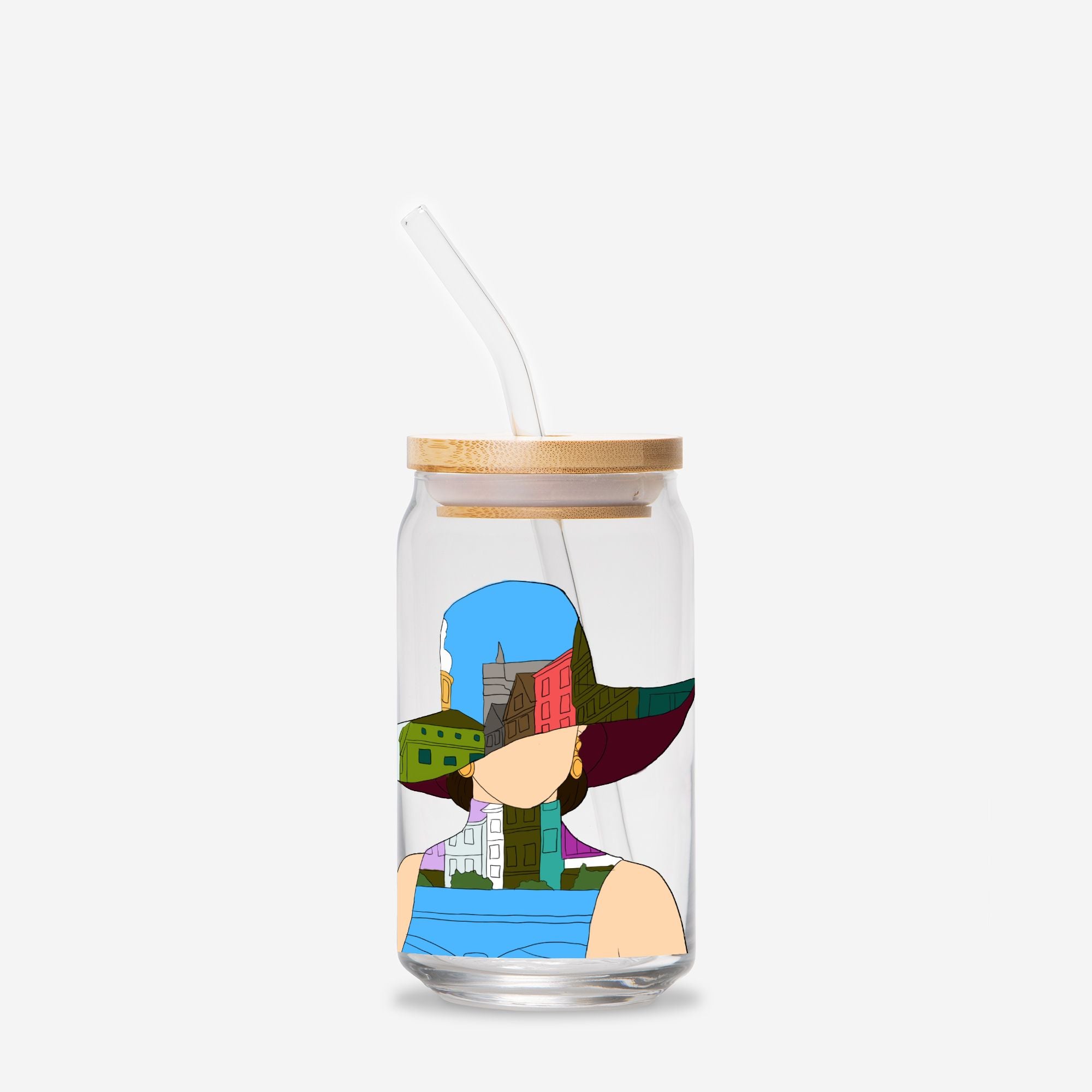 Woman In The City Glass Can 16oz