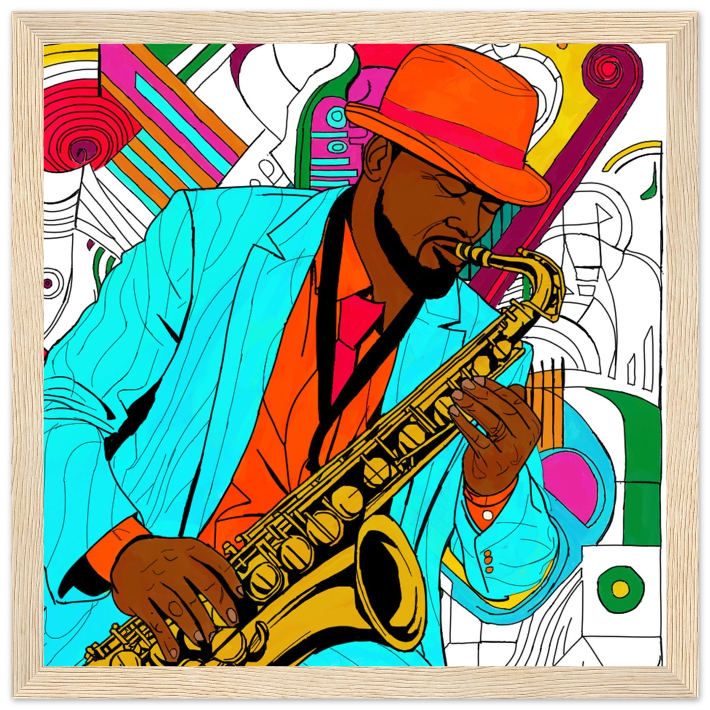 Jazz Man Premium Matte Paper Wooden Framed Poster