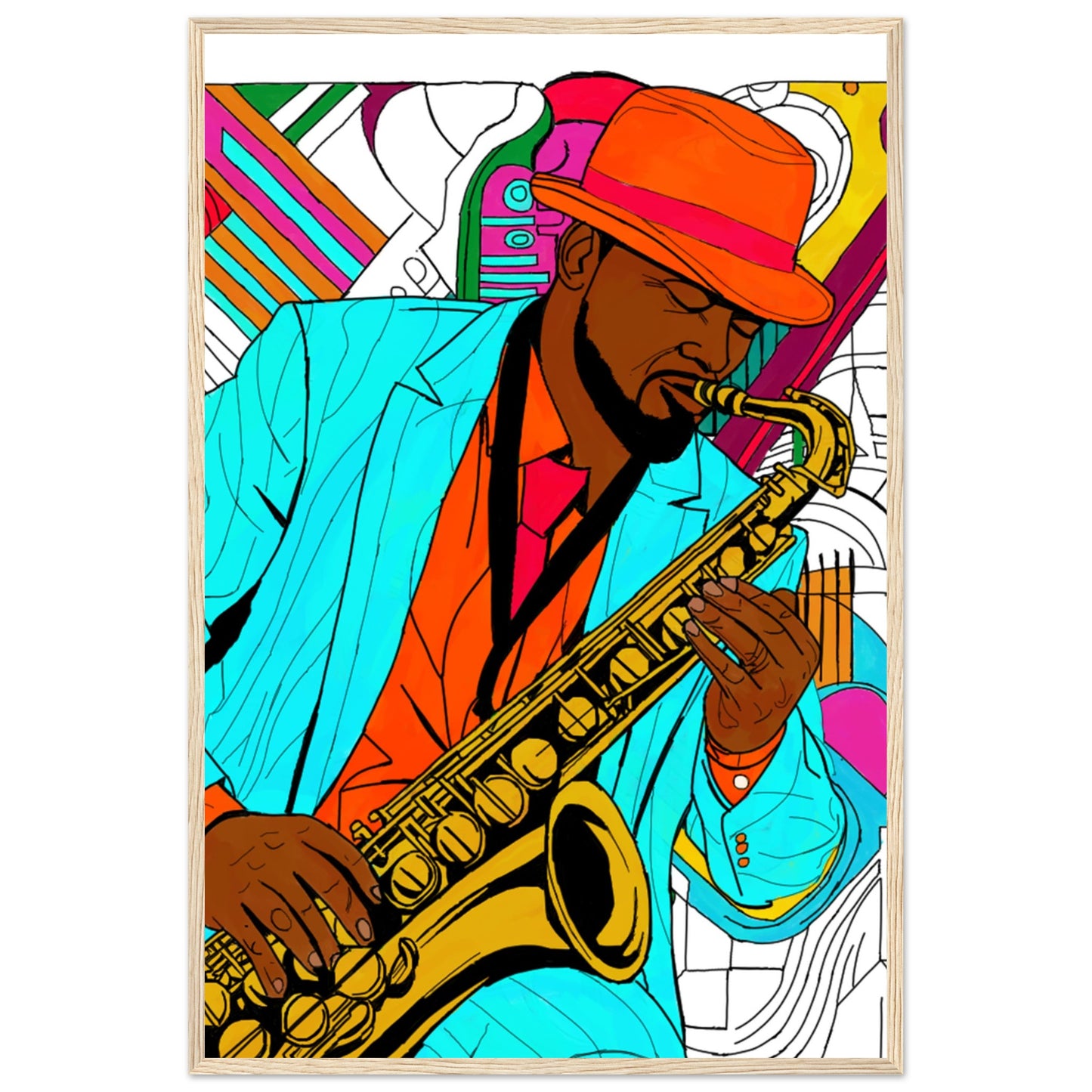 Jazz Man Premium Matte Paper Wooden Framed Poster