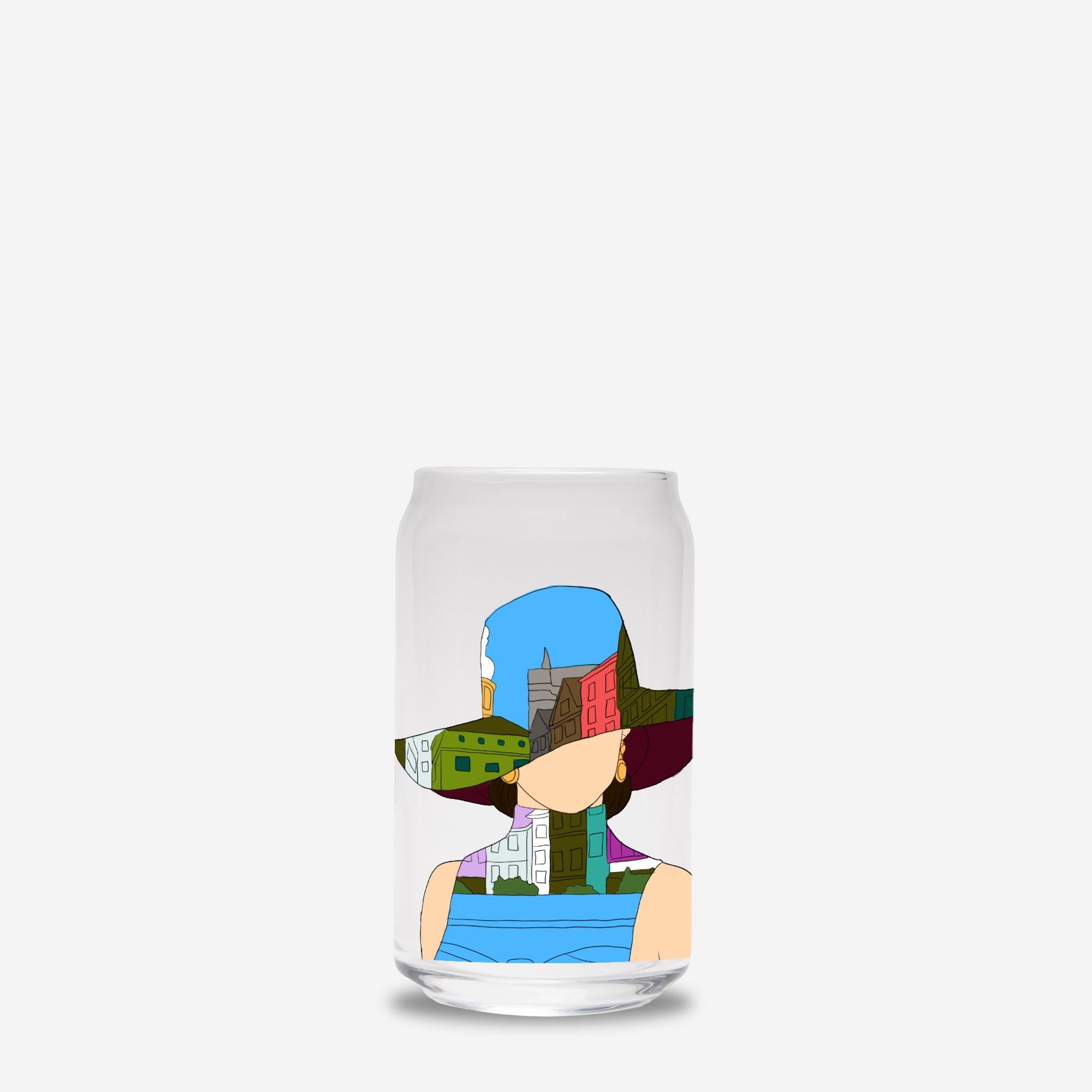 Woman In The City Glass Can 16oz