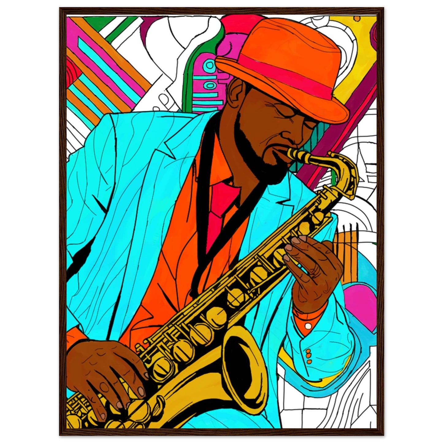 Jazz Man Premium Matte Paper Wooden Framed Poster