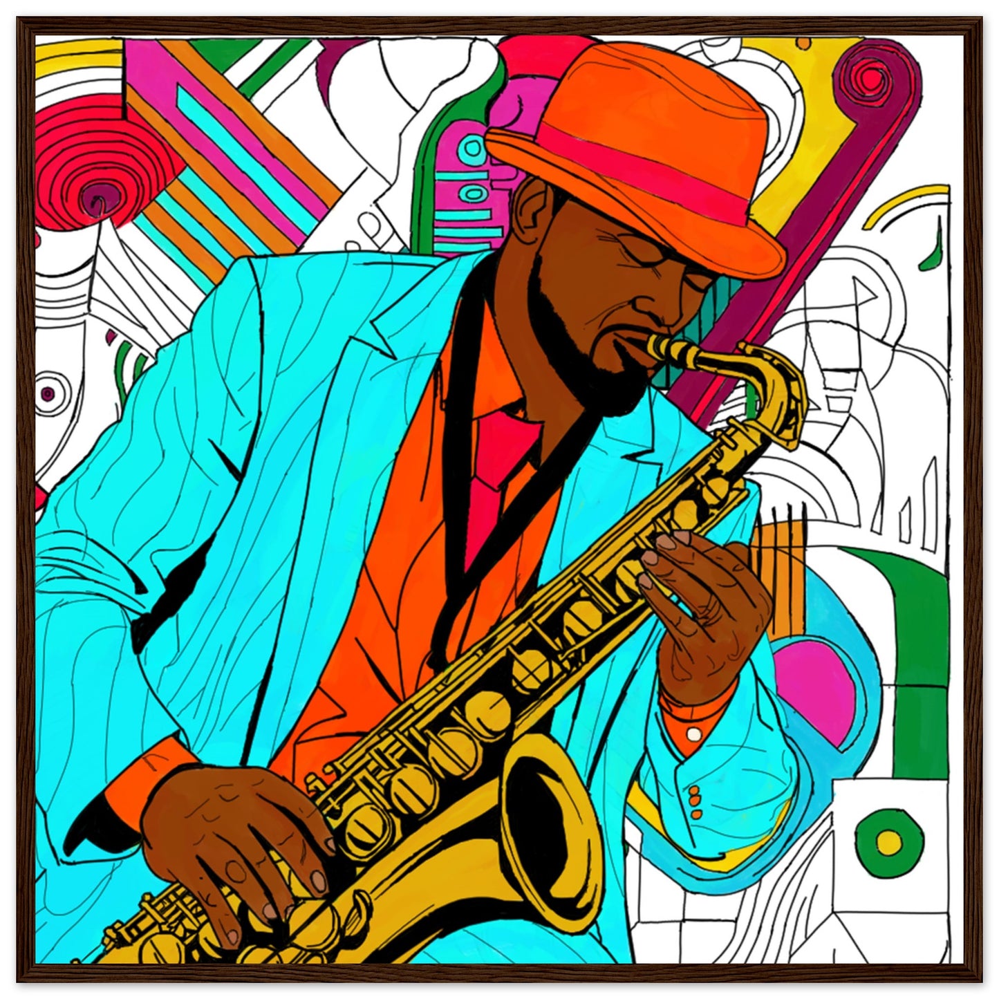 Jazz Man Premium Matte Paper Wooden Framed Poster