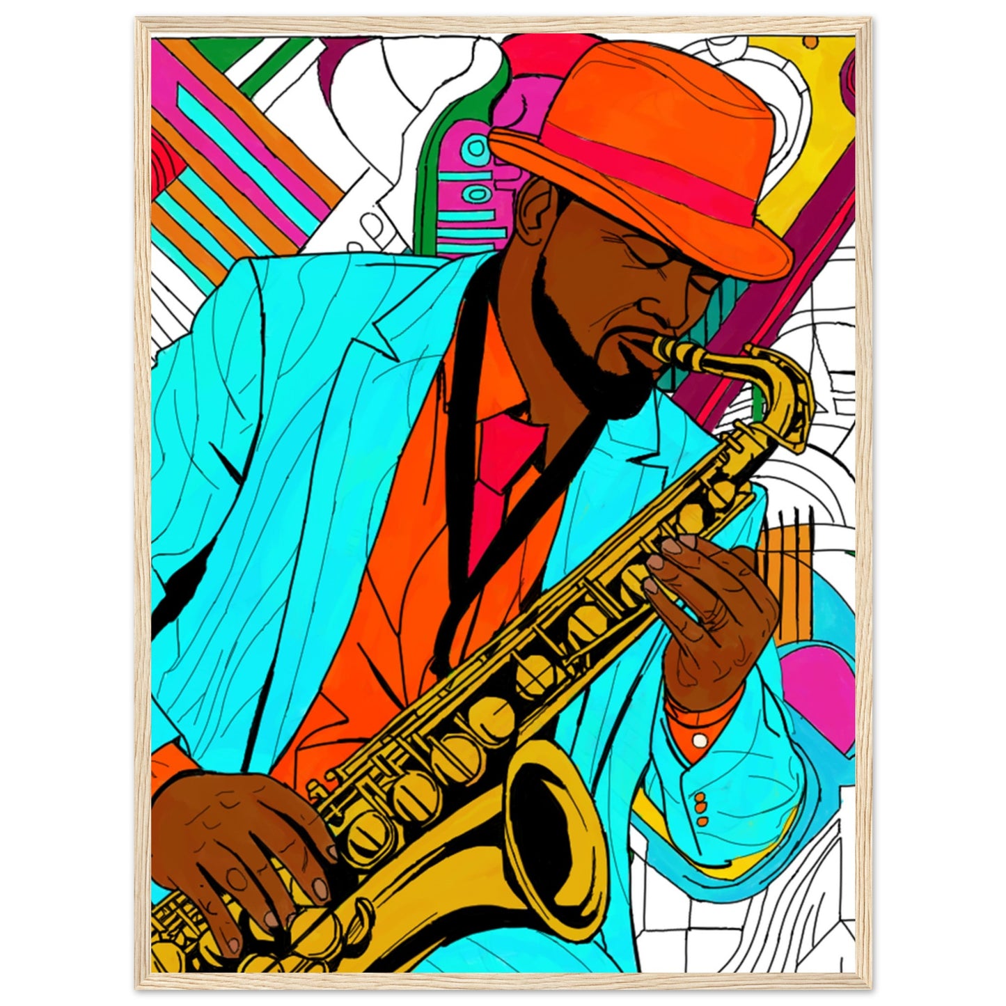 Jazz Man Premium Matte Paper Wooden Framed Poster