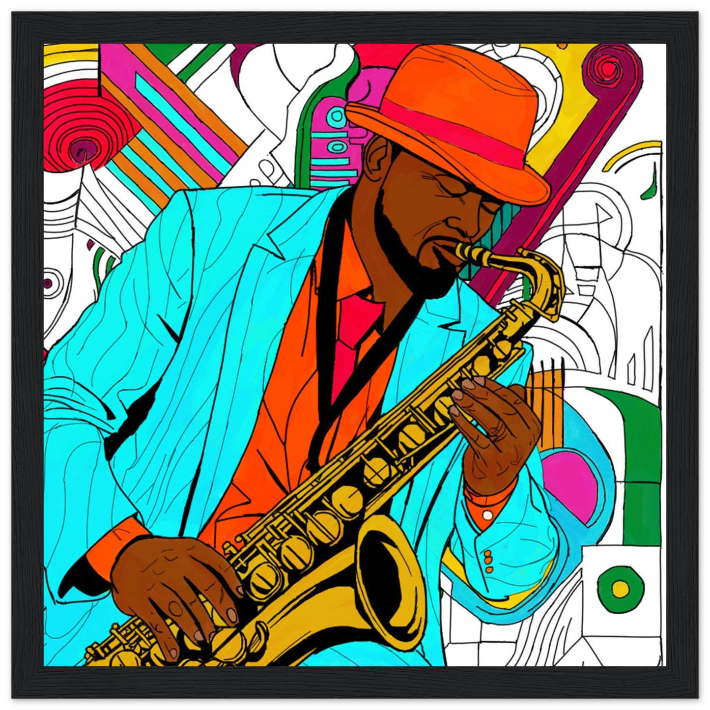 Jazz Man Premium Matte Paper Wooden Framed Poster